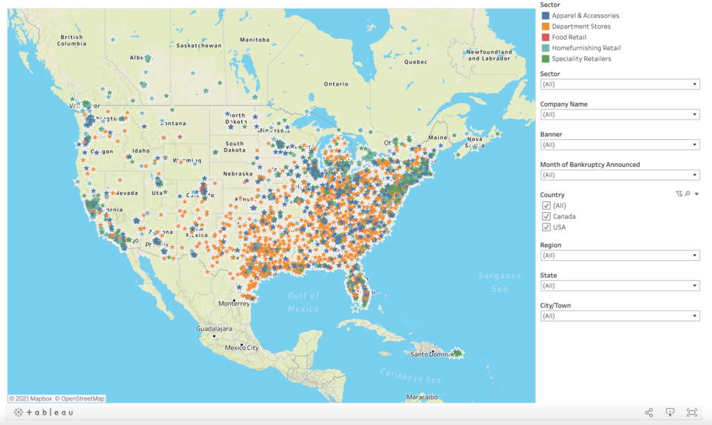 Bankrupt Retailers – Store Location Maps Databank